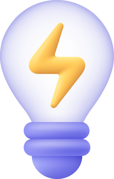 Light Bulb With Lightning Electricity Energy 3D Icon